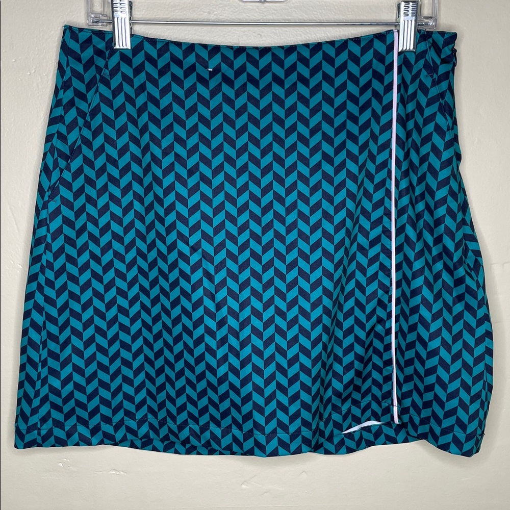 LADY HAGEN Navy & Teal Green Geometric Print Golf Skort Size 6